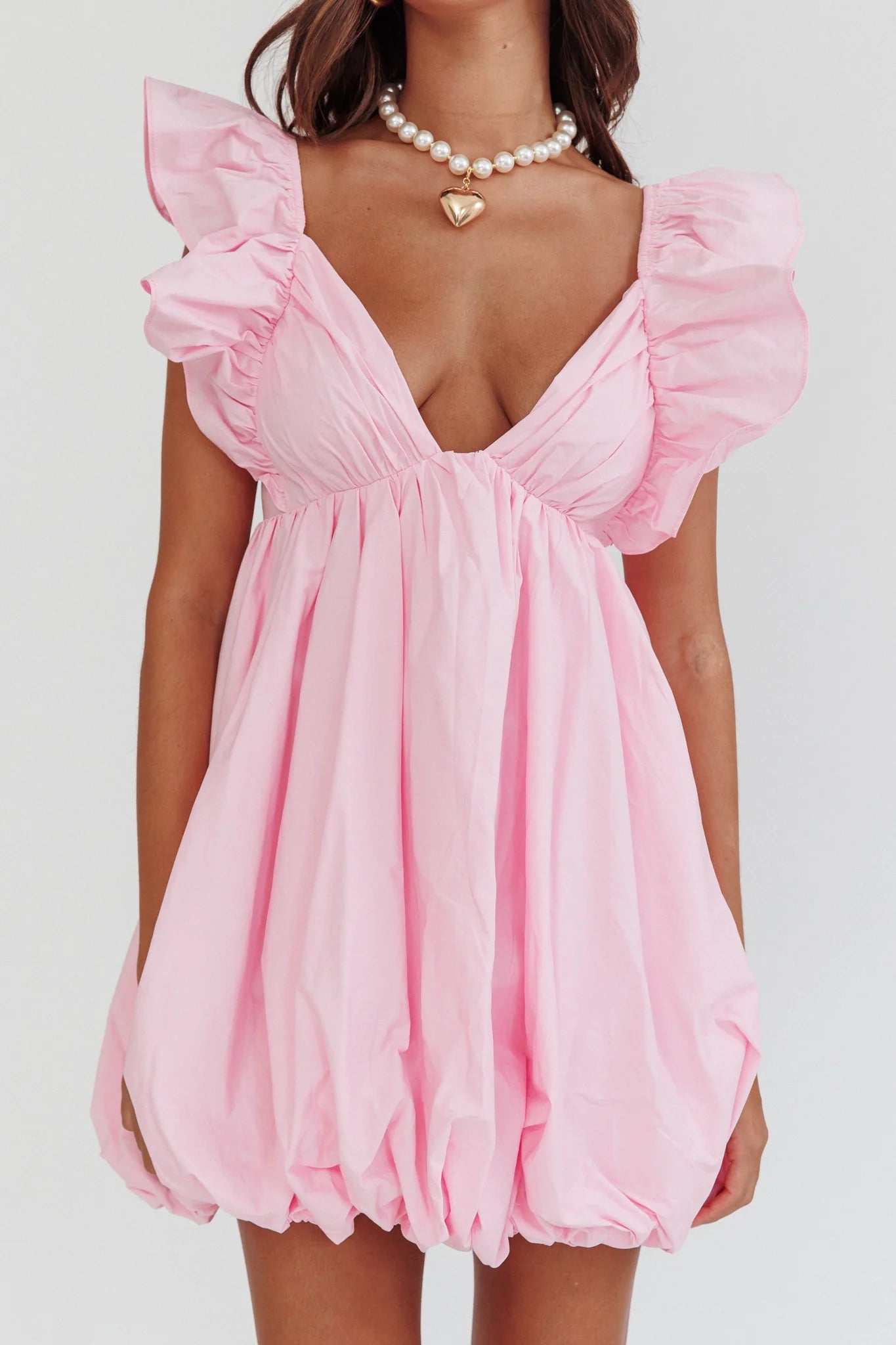 Horoscope Bubble Hem Mini Dress Blush