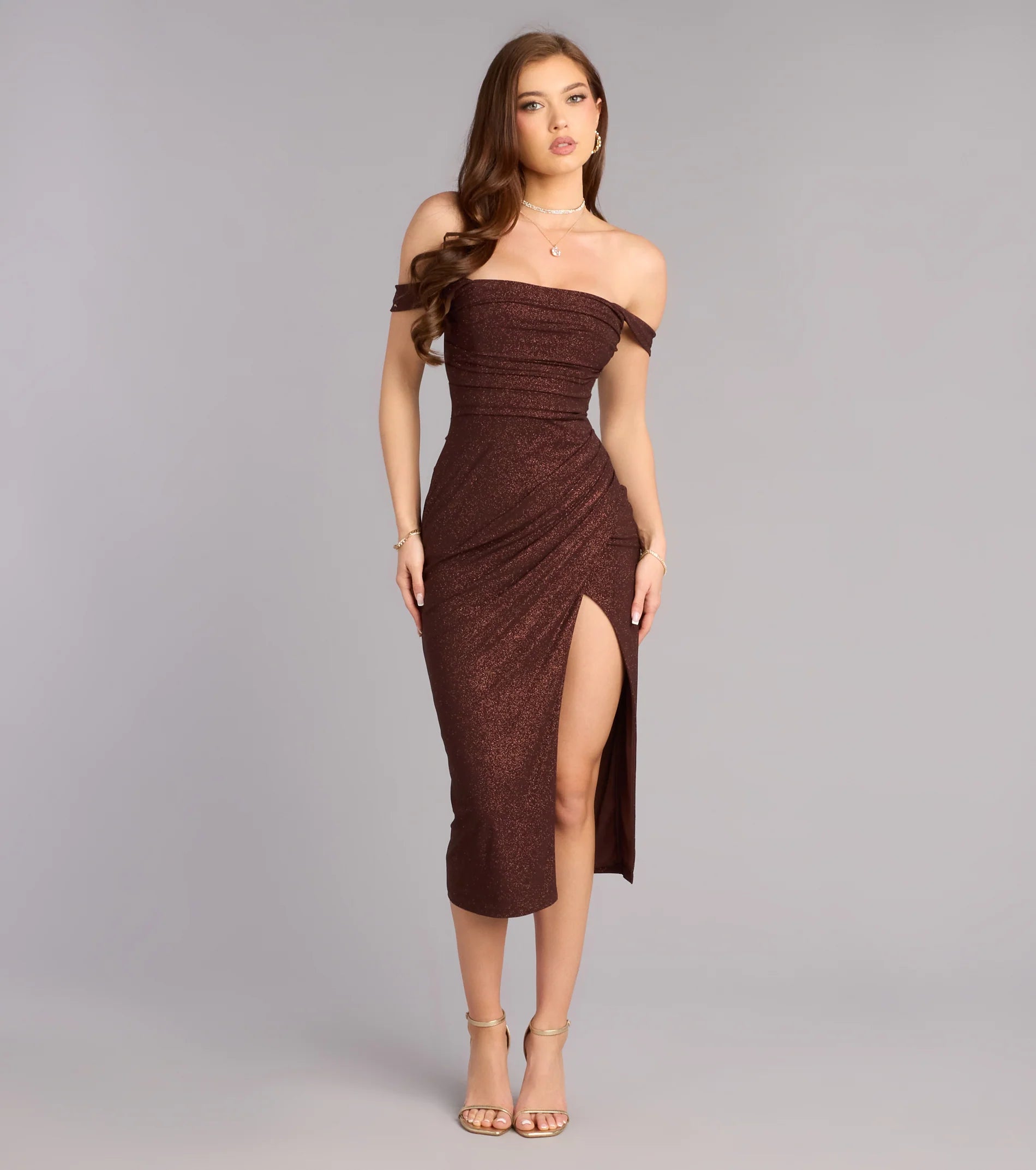 Ashton Glitter Midi Formal Dress