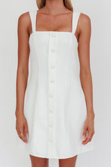 Stealing Sunshine Faux Button Front Mini Dress White